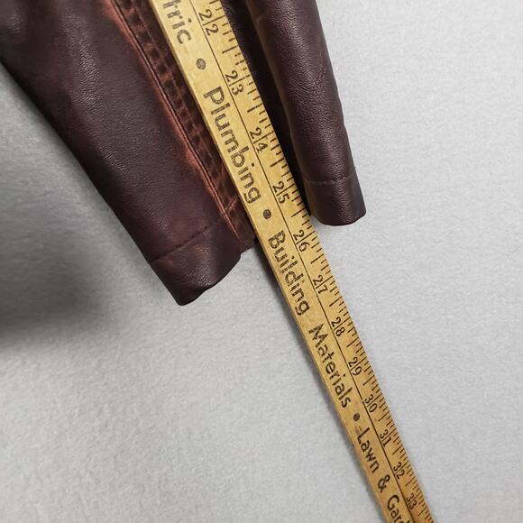 Maurices Size 4X Faux Leather Moto Jacket Brown Distressed Grunge Mad Max Rugged - Picture 11 of 15